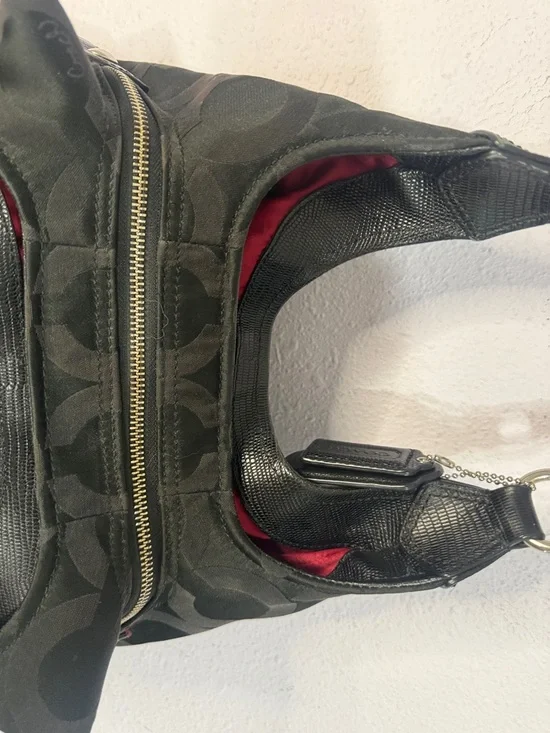 Coach Black Y2K Madison Maggie Op Art Sateen Shoulder Bag with Silver Hardware - Picture 7 of 15